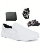 Vendedor IndicadoSapatênis Slip On Tenis Iate Casual Masculino Feminino Calce Facil Confortavel + Relogio + Cinto + Carteira